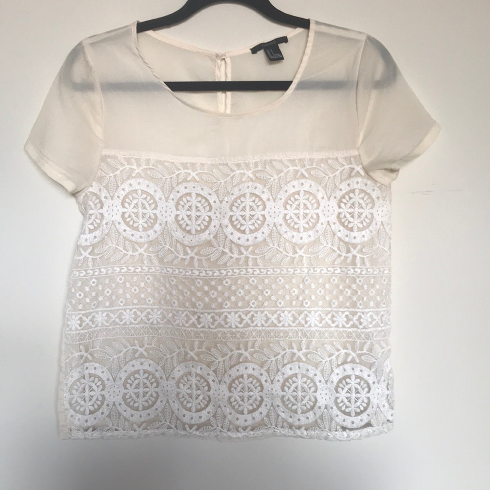 Translucent Nude Lace Top